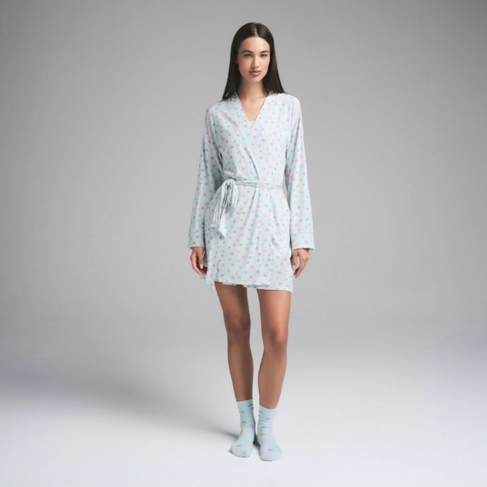SKIMS Soft Lounge Short Robe | Cloud Candy Heart Print 💕